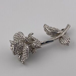 Nolan Miller Rhinestone Rose Flower Brooch